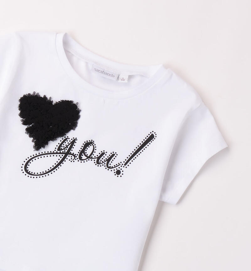 Girls' heart T-shirt BIANCO-0113