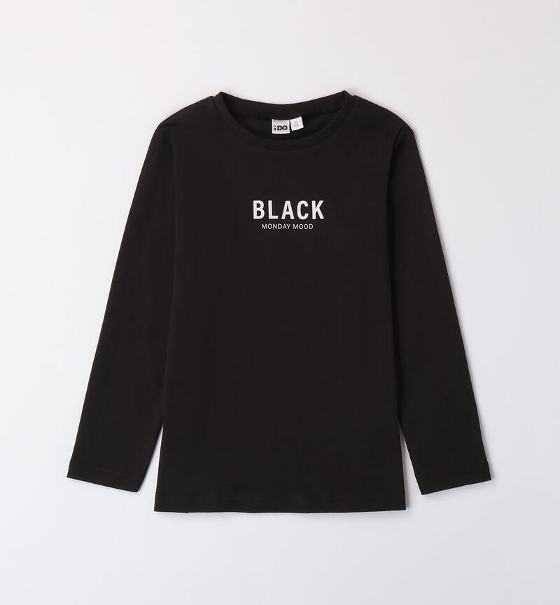 Black long sleeved top for girls NERO-0658