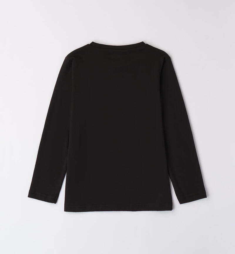 Black long sleeved top for girls NERO-0658