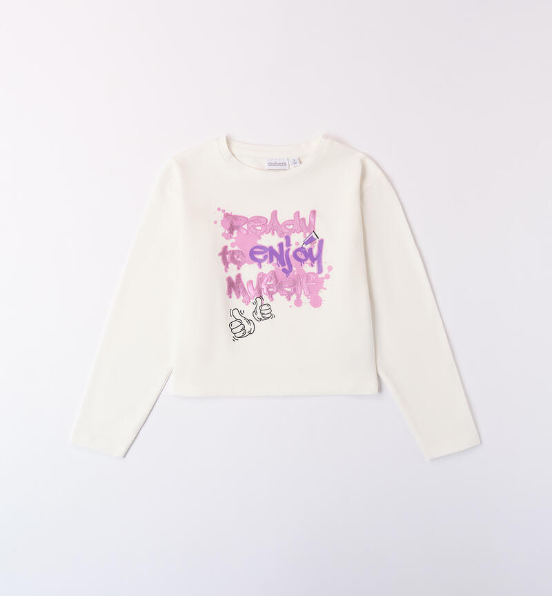 Maglietta ragazza crop PANNA-0112