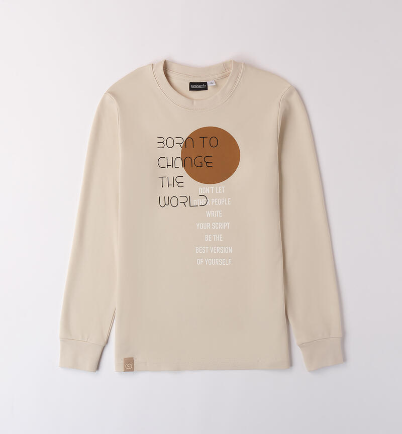 Crew neck t-shirt for boys BEIGE-0433