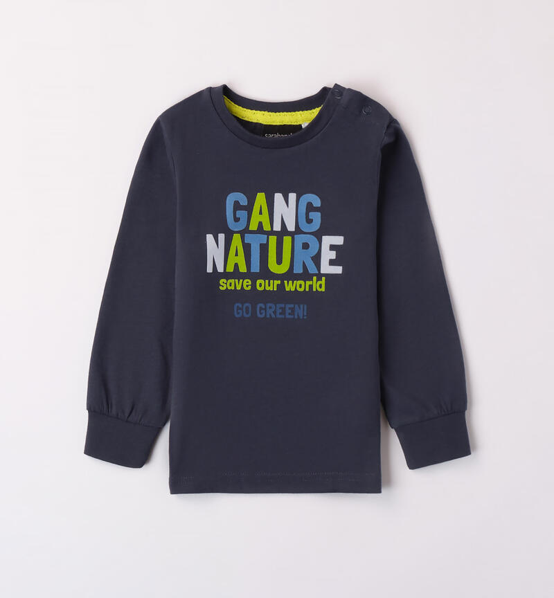 Sarabanda nature print t-shirt for boys from 9 months to 8 years BLU NAVY-3986