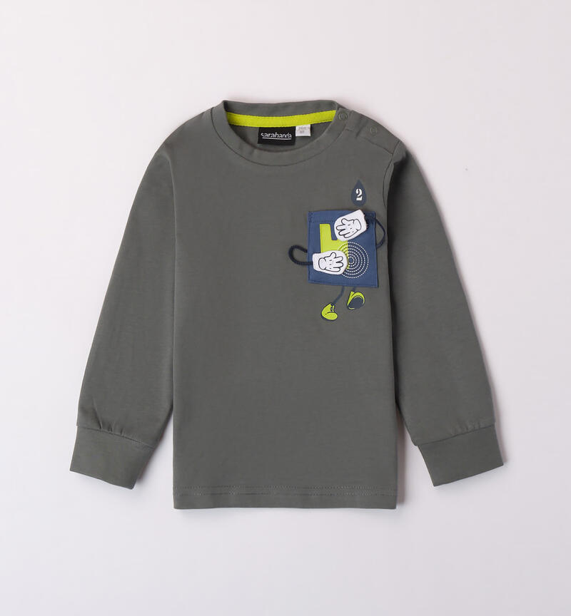 Special pocket t-shirt for boys from 9 months to 8 years   VERDE SCURO-4254
