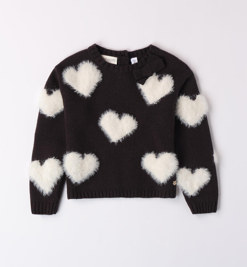 Sweater with hearts for girls NERO-0658