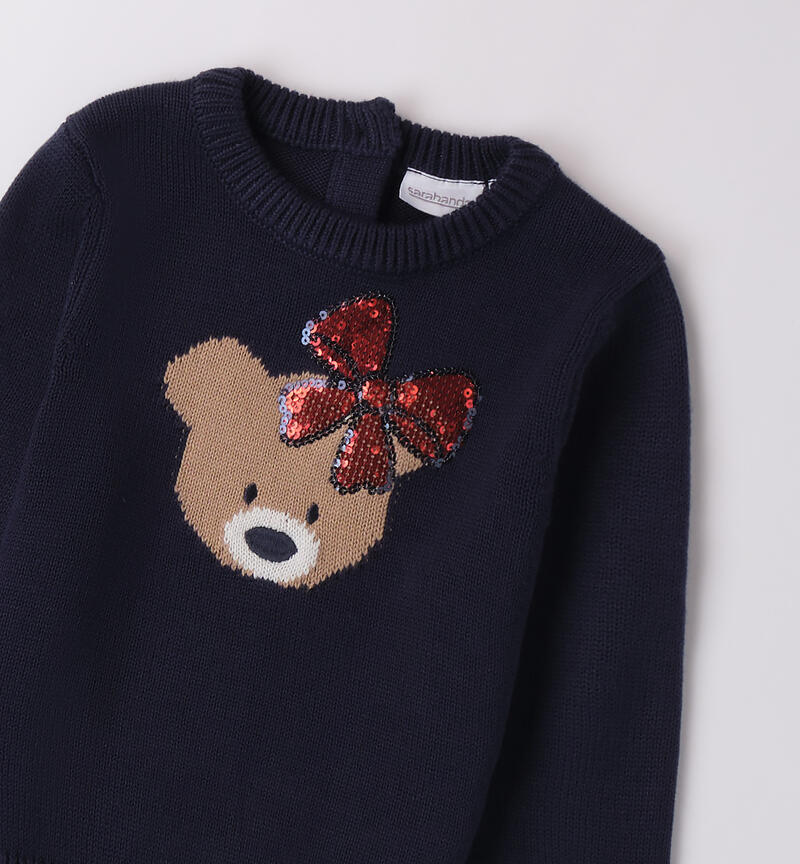 Sweater with bear for girls NAVY-3854