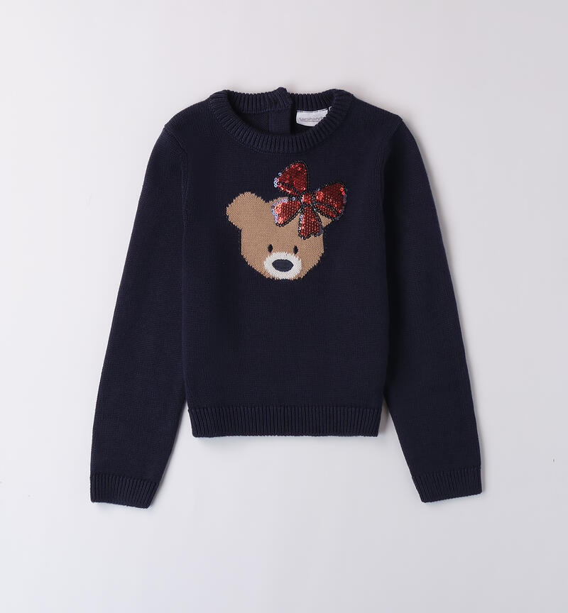 Sweater with bear for girls NAVY-3854