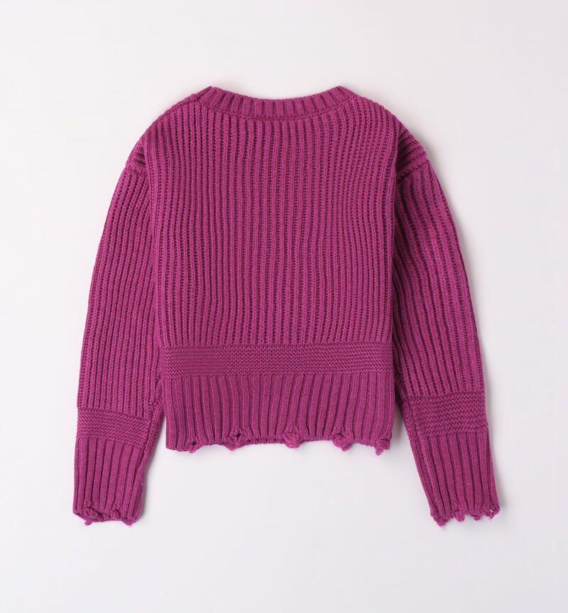 Sarabanda plum-coloured jumper for girls from 8 to 16 years PRUGNA-2845