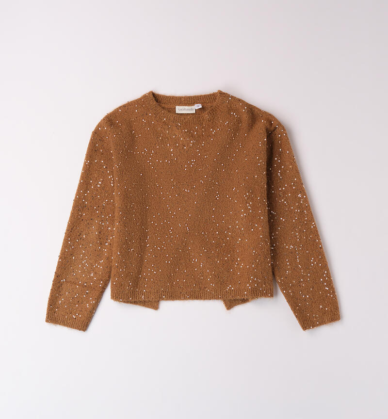 Sweater with sequins for girls MARRONE-0813