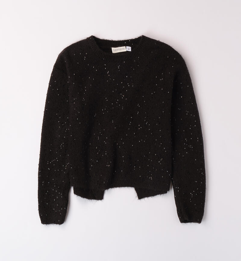 Sweater with sequins for girls NERO-0658