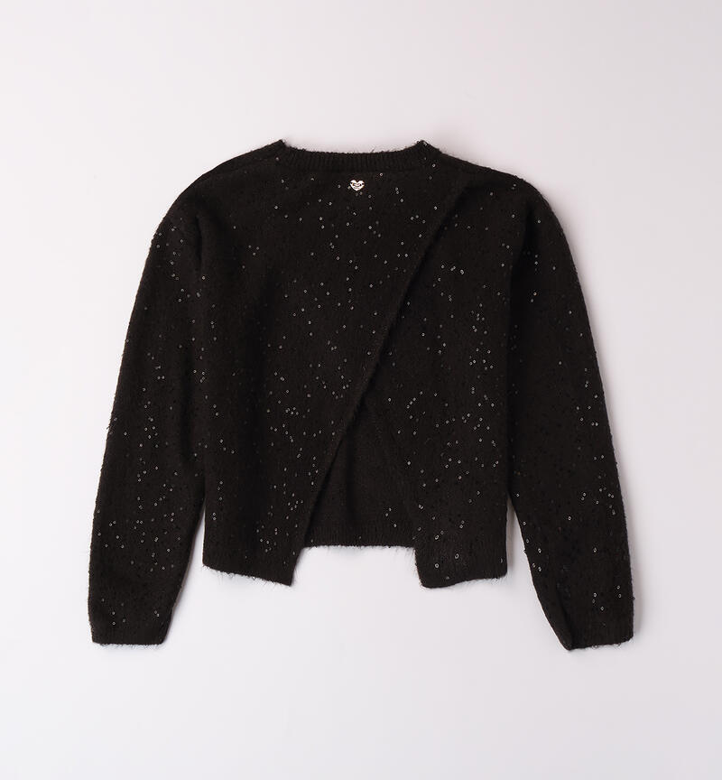 Sweater with sequins for girls NERO-0658