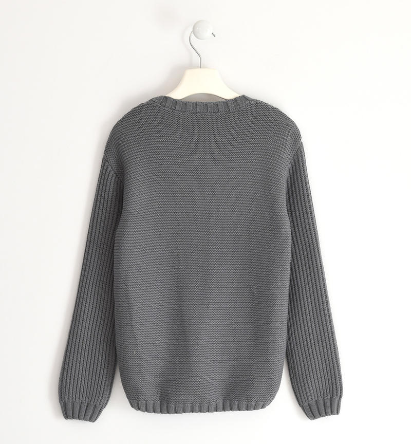 Maglione ragazzo in tricot da 8 a 16 anni Sarabanda GRIGIO SCURO-0564