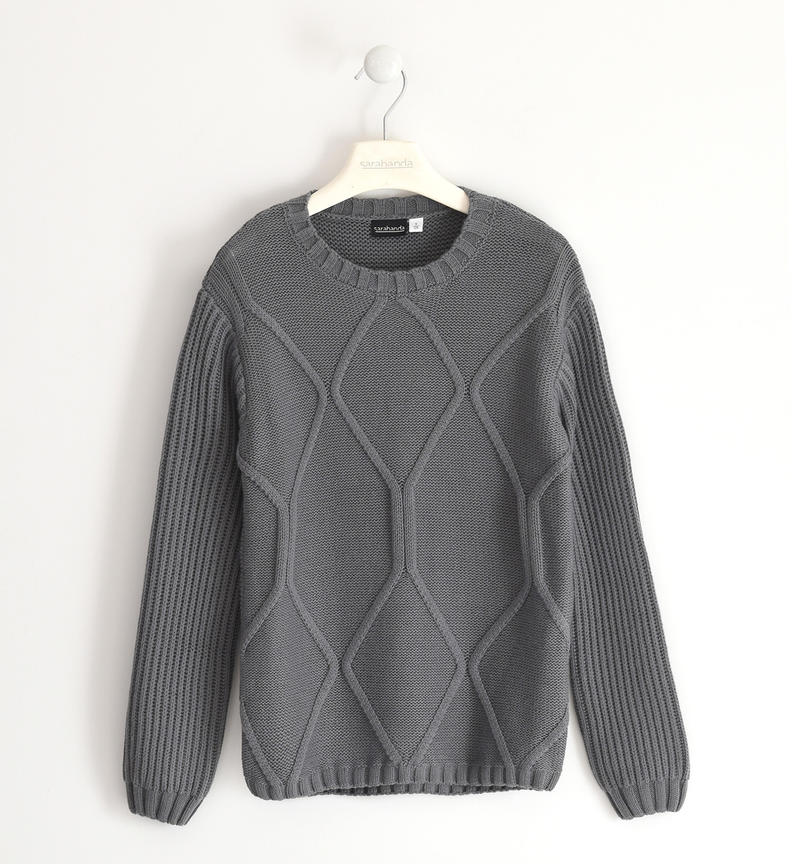 Maglione ragazzo in tricot da 8 a 16 anni Sarabanda GRIGIO SCURO-0564