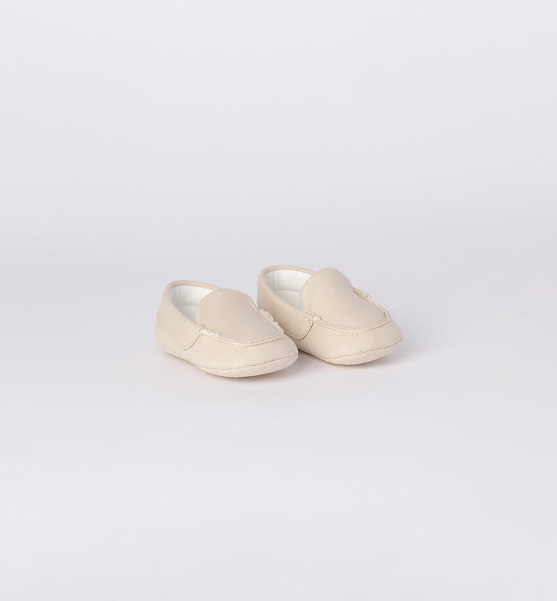 Baby moccasins in linen and viscose BEIGE-0434