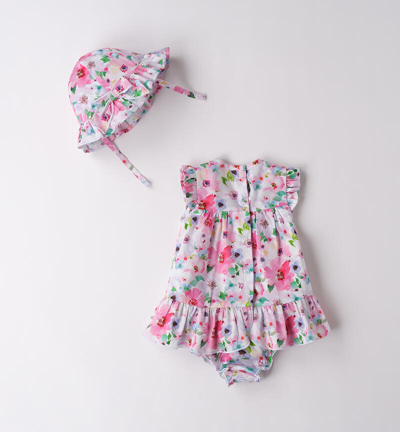 Baby girl summer romper BIANCO-FUCSIA-6BFG