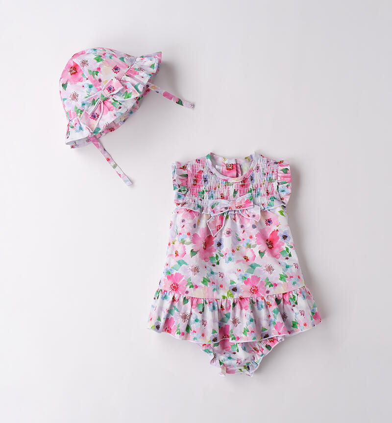 Baby girl summer romper BIANCO-FUCSIA-6BFG