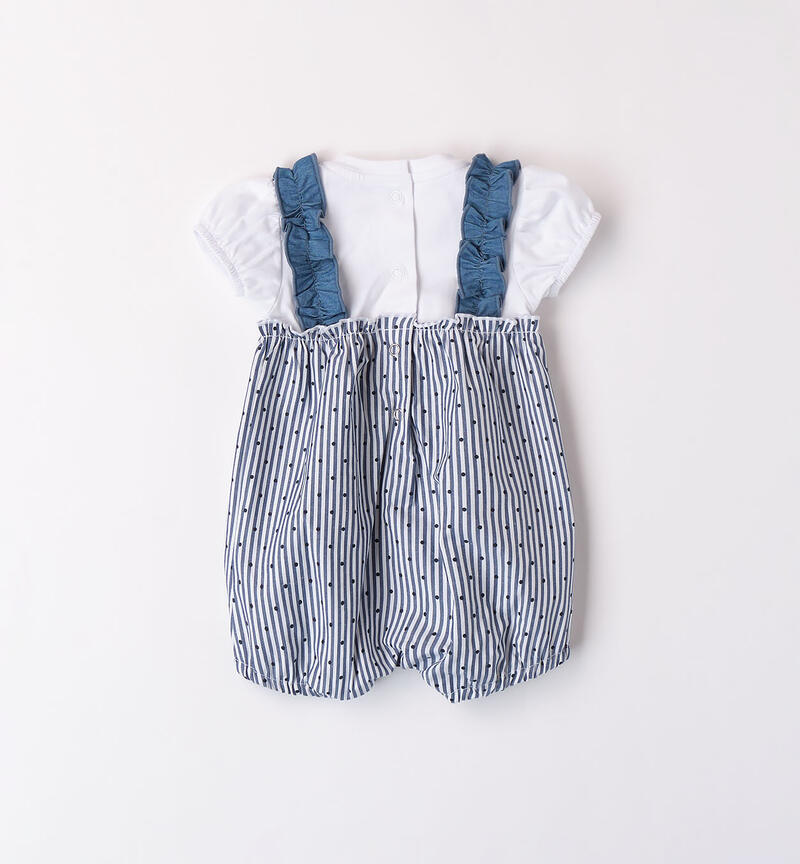 Baby girls' summer romper DENIM-MULTICOLOR-6ABD