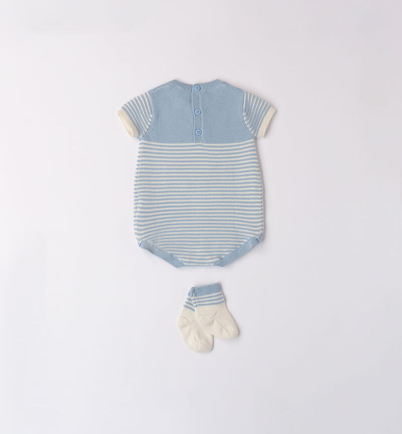 Pagliaccetto neonato in tricot AZZURRO-3862