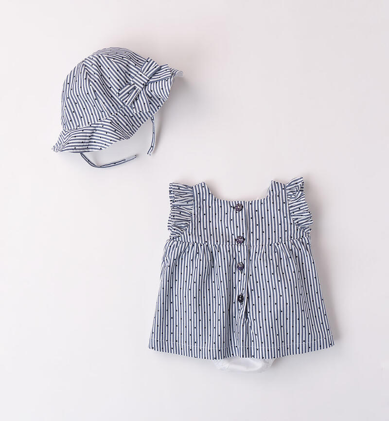 Baby girls' romper with hat DENIM-MULTICOLOR-6ABD