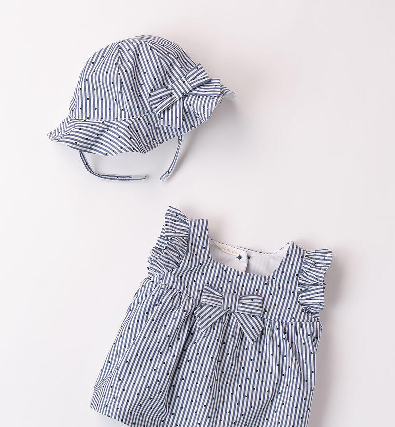 Baby girls' romper with hat DENIM-MULTICOLOR-6ABD