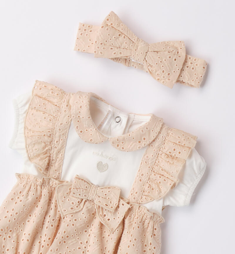 Baby girls' summer romper BEIGE-1033