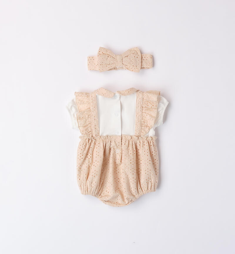 Baby girls' summer romper BEIGE-1033