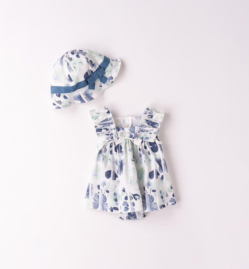 Minibanda romper for baby girl BIANCO-AZZURRO-6BFN