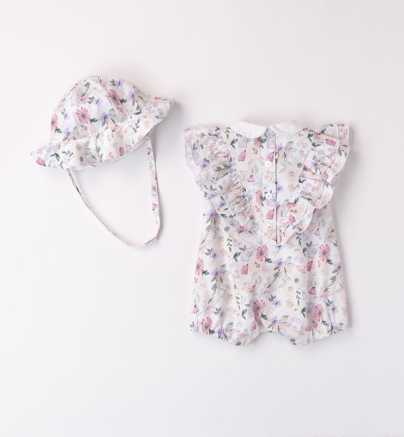 Baby girl romper with hat BIANCO-ROSA-6AAU