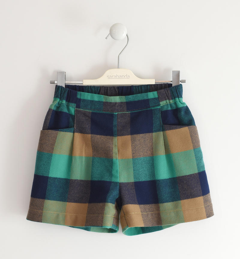 Pantaloncino check 100% cotone per ragazza da 8 a 16 anni Sarabanda VERDE-4646