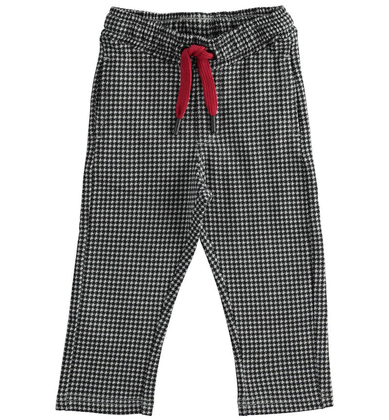 Pantalone bambino fantasia pied de poule da 9 mesi a 8 anni Sarabanda GRIGIO MELANGE-NERO-6UN8