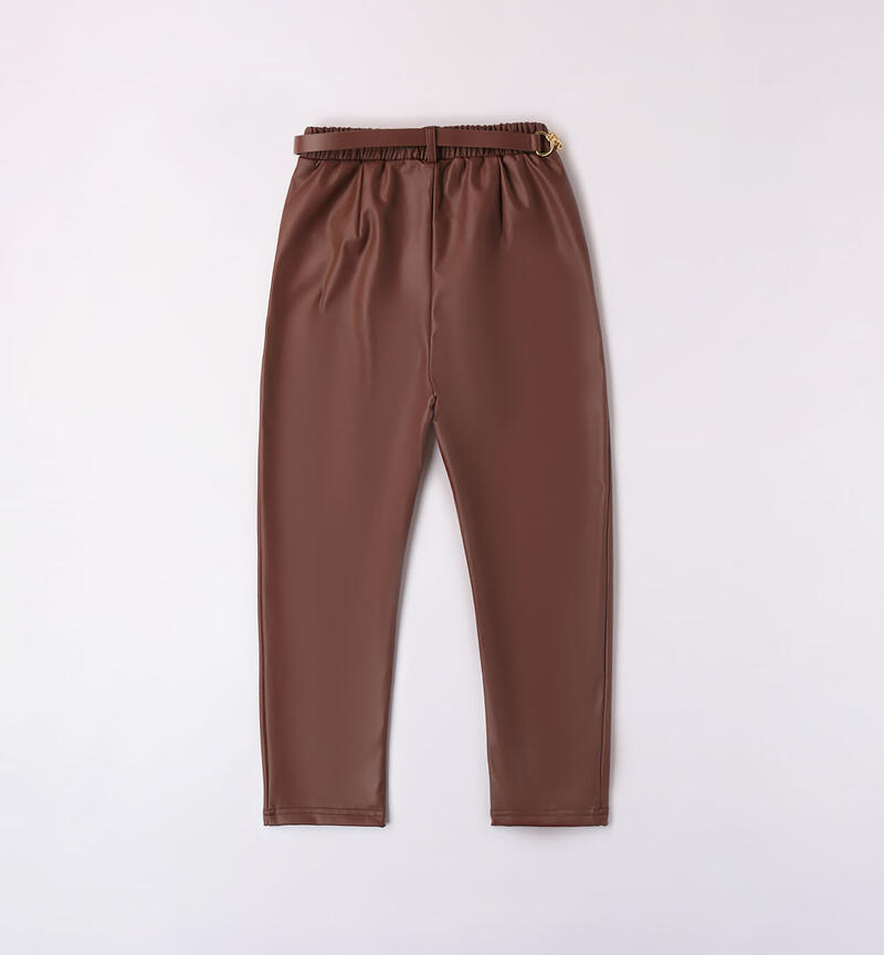 Sarabanda belted trousers for girls from 8 to 16 years CHOCOLATE-1214