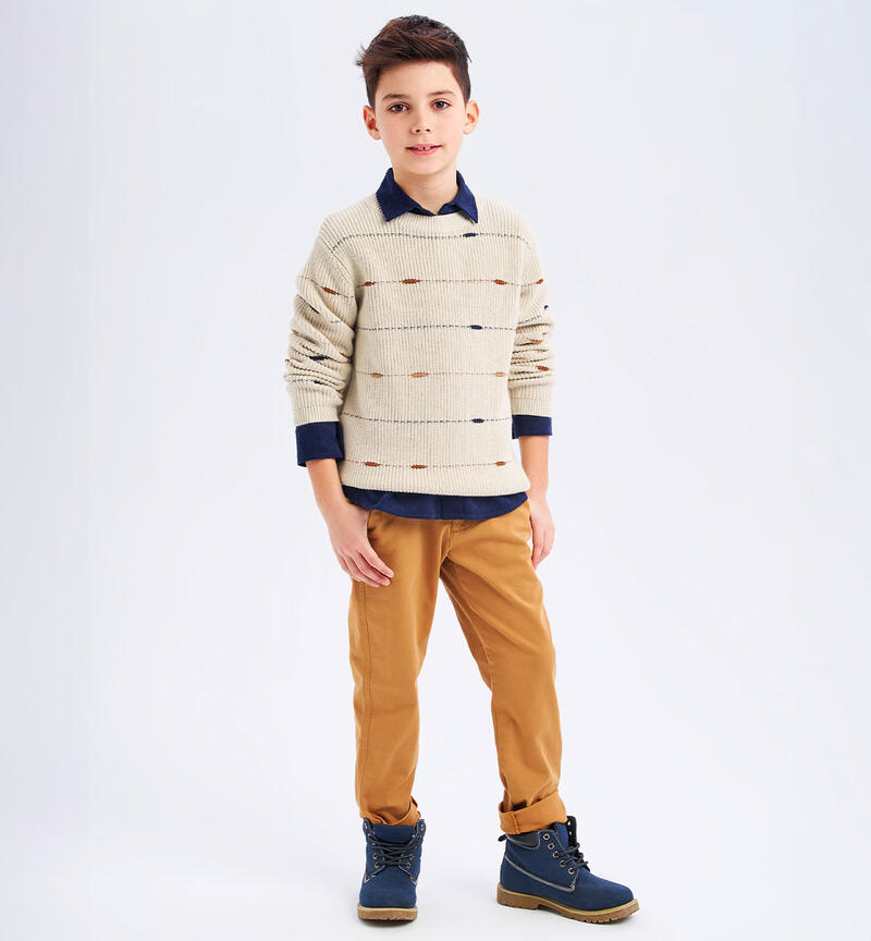 Pants with keychain for boys BEIGE SCURO-0811