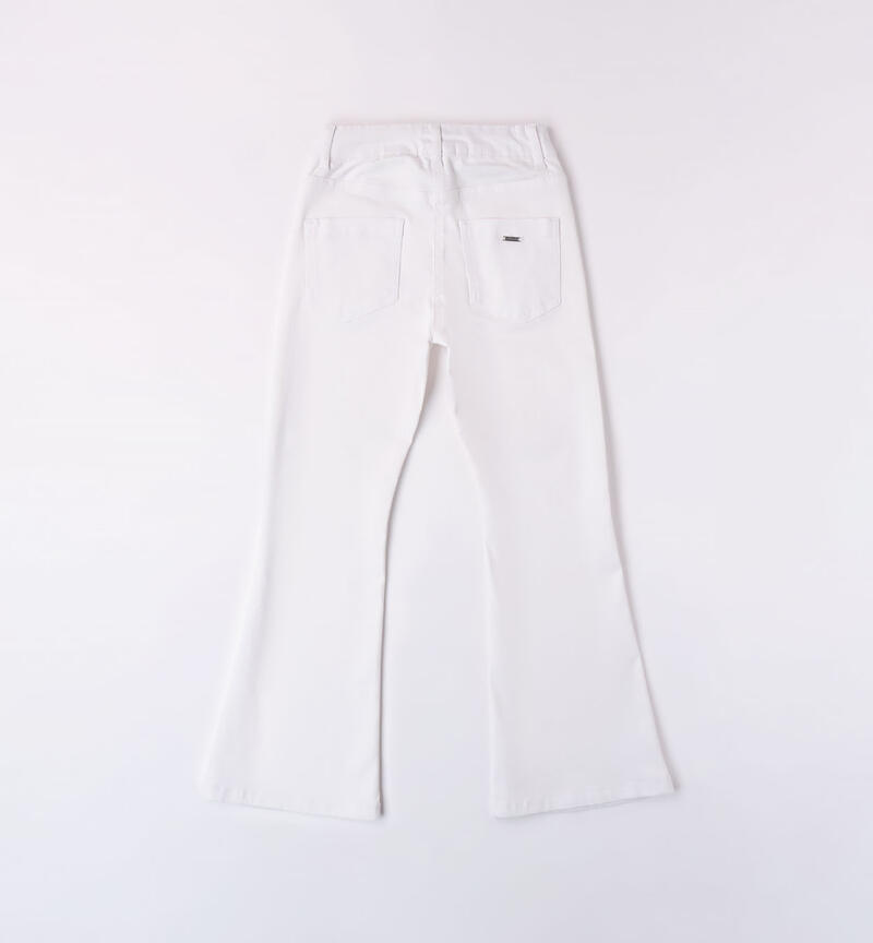Pantalone in cotone per ragazza da 8 a 16 anni Sarabanda BIANCO-0113