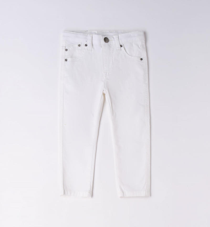 Pantalone lungo in cotone per bambino da 9 mesi a 8 anni Sarabanda BIANCO-0113