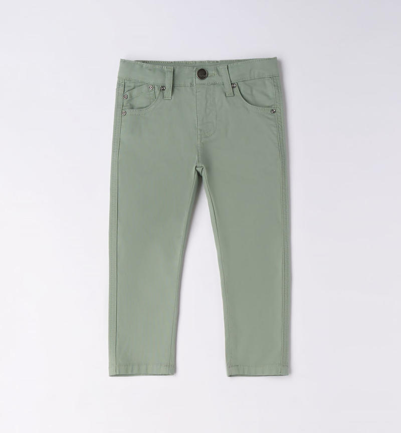 Pantalone lungo in cotone per bambino da 9 mesi a 8 anni Sarabanda VERDE SALVIA-4715