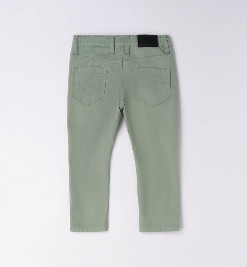 Pantalone lungo in cotone per bambino da 9 mesi a 8 anni Sarabanda VERDE SALVIA-4715
