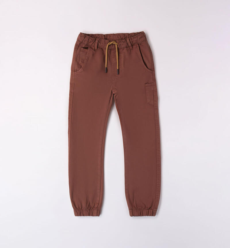 Sarabanda brown trousers for boys from 8 to 16 years MARRONE-0825