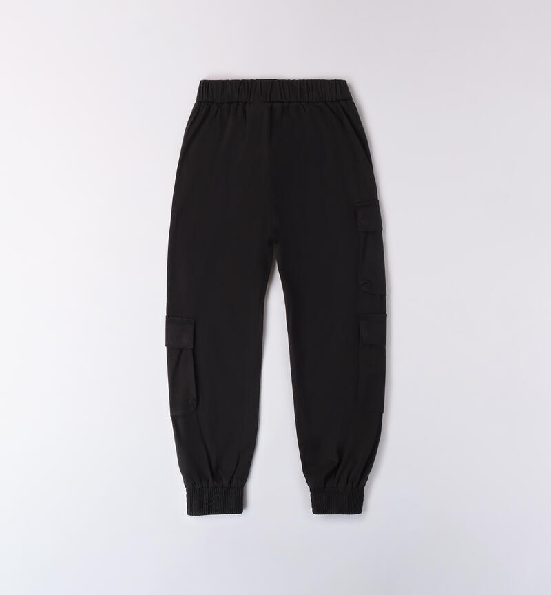 Pantalone multitasche ragazza NERO-0658