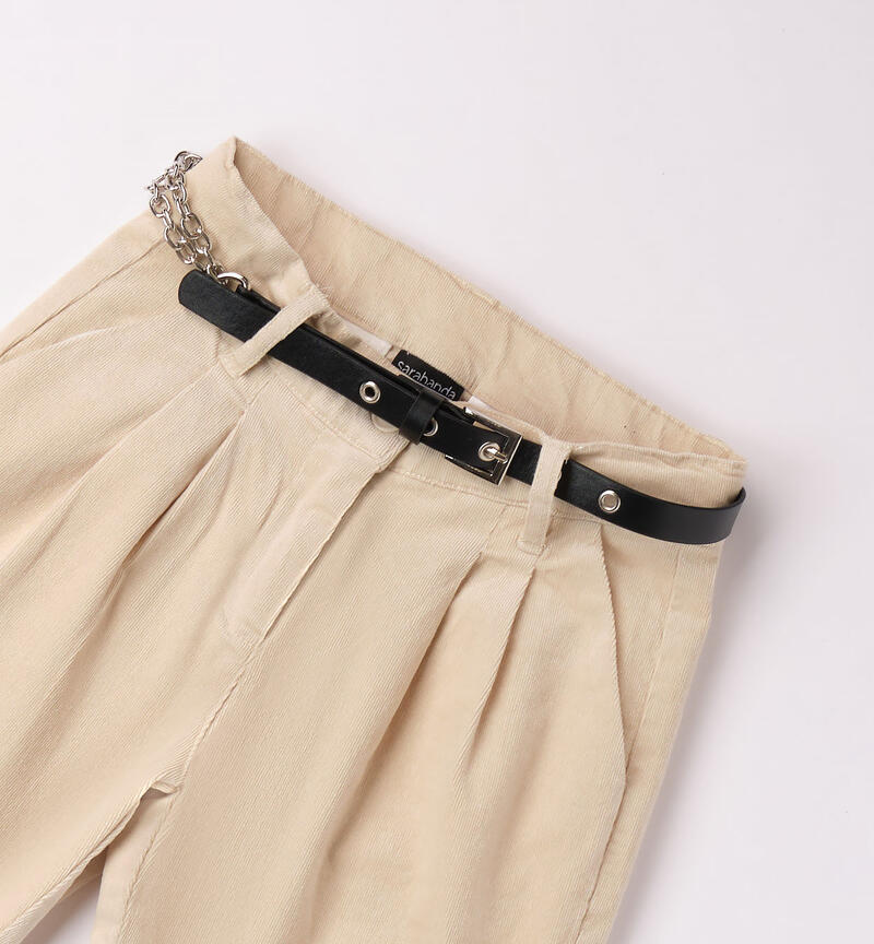 Pantalone per ragazza in velluto da 8 a 16 anni Sarabanda BURRO-0215