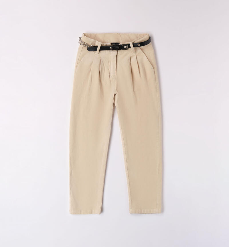 Pantalone per ragazza in velluto da 8 a 16 anni Sarabanda BURRO-0215