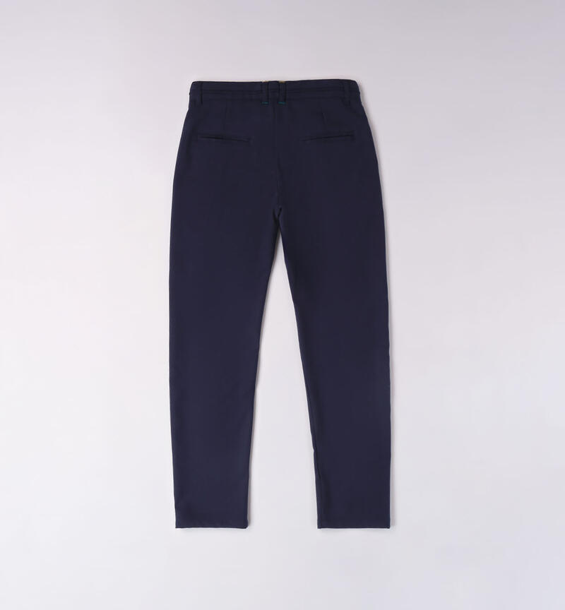 Sarabanda herringbone trousers for boys from 8 to 16 years NAVY-3854
