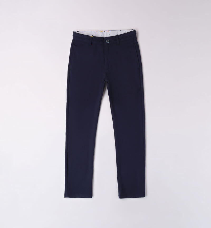 Sarabanda herringbone trousers for boys from 8 to 16 years NAVY-3854