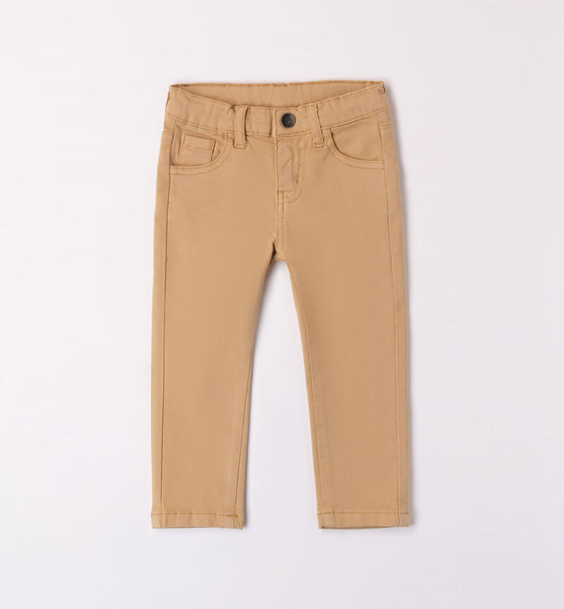 Sarabanda slim fit trousers for boys from 9 months to 8 years BEIGE-0134