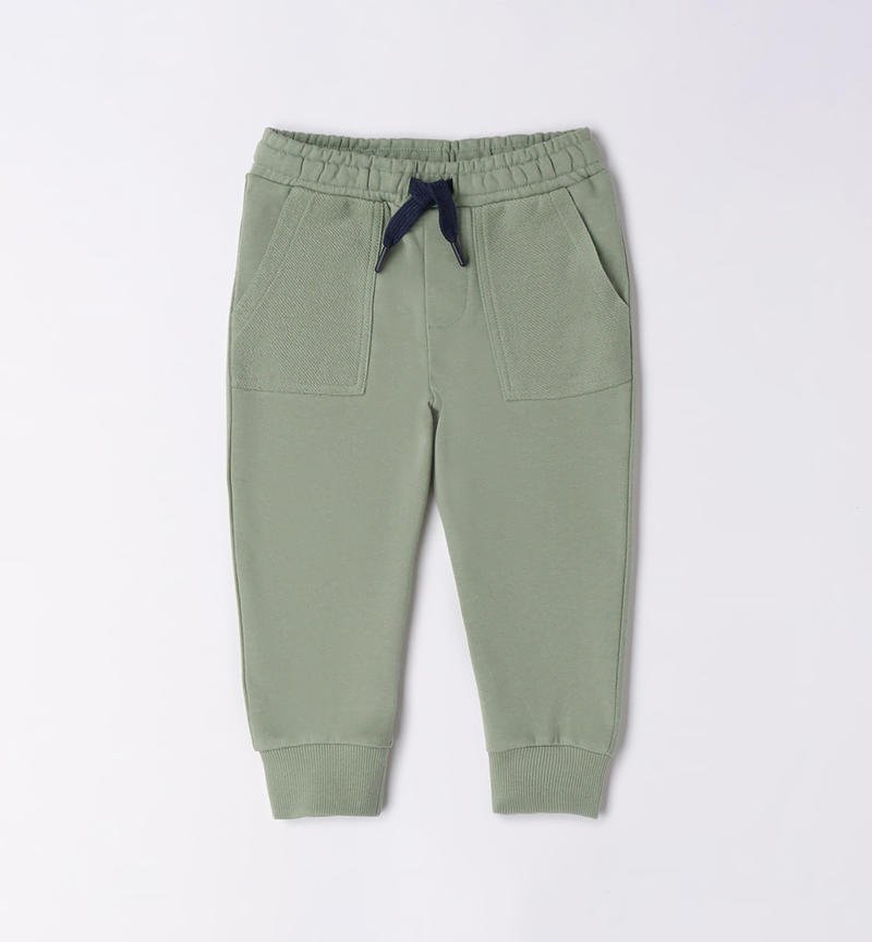 Pantalone sportivo bambino 100% cotone da 9 mesi a 8 anni Sarabanda VERDE SALVIA-4715
