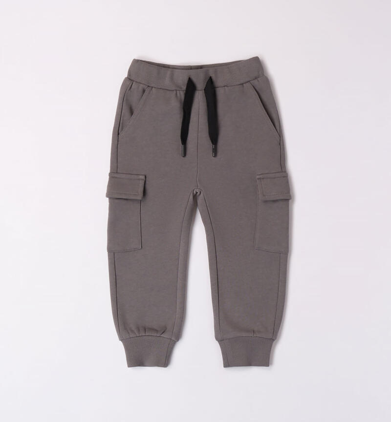 Pantalone tuta con tasconi per bambino da 9 mesi a 8 anni Sarabanda GRIGIO SCURO-0564