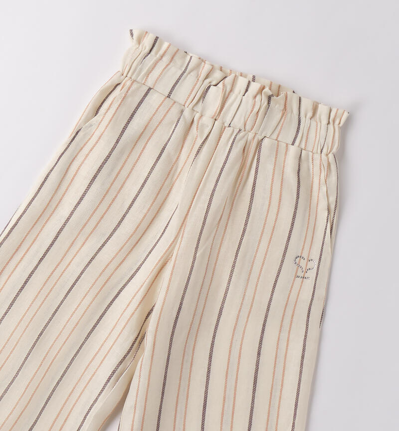 Pantaloni a righe bambina ECRU'-0133