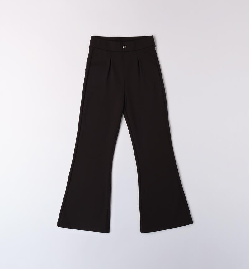 Pantaloni a zampa ragazza  NERO-0658