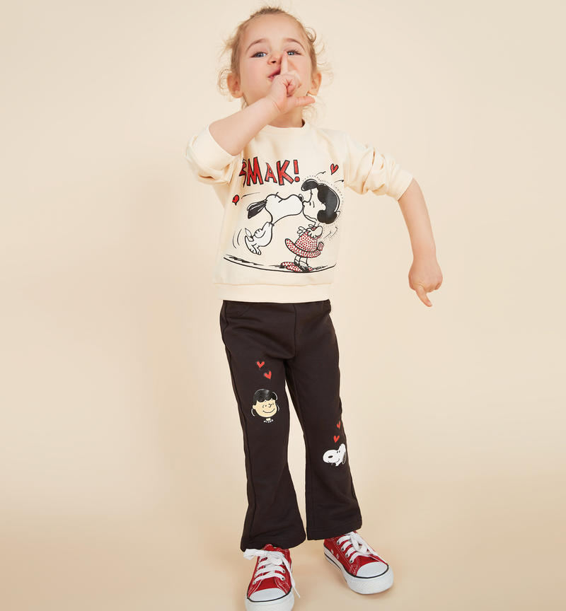 Pantaloni bambina capsule Peanuts da 9 mesi a 8 anni Sarabanda NERO-0658