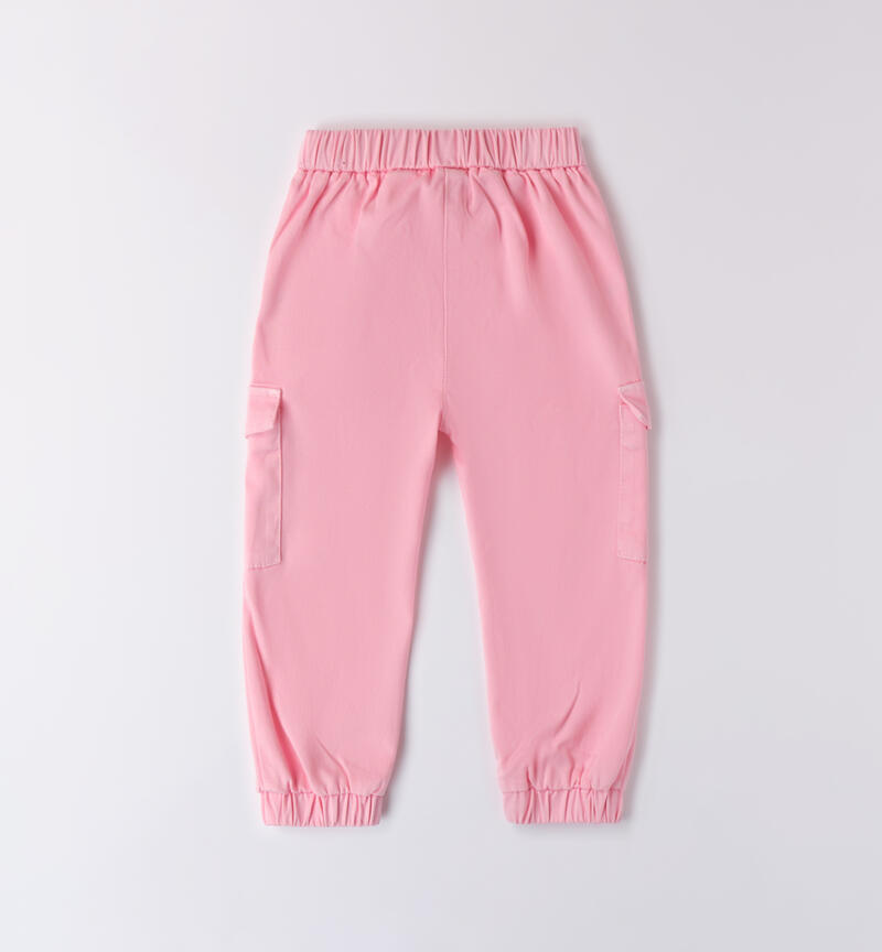 Pantaloni bambina elasticizzati ROSA  -2735