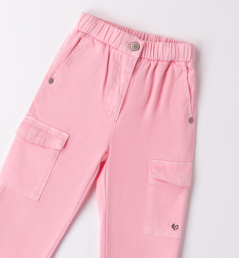 Pantaloni bambina elasticizzati ROSA  -2735