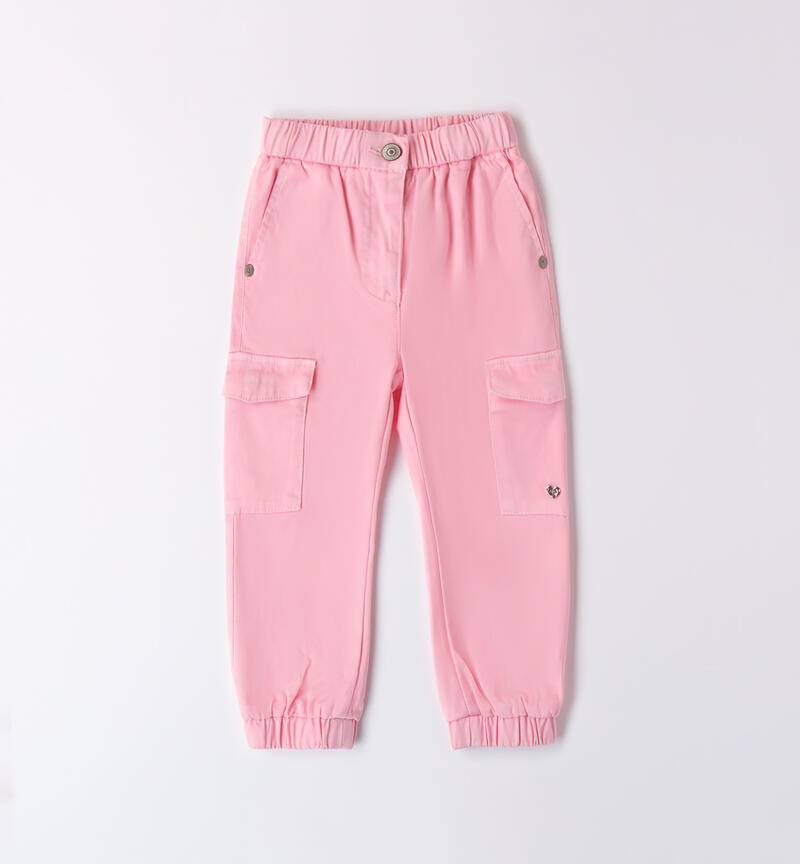 Pantaloni bambina elasticizzati ROSA  -2735